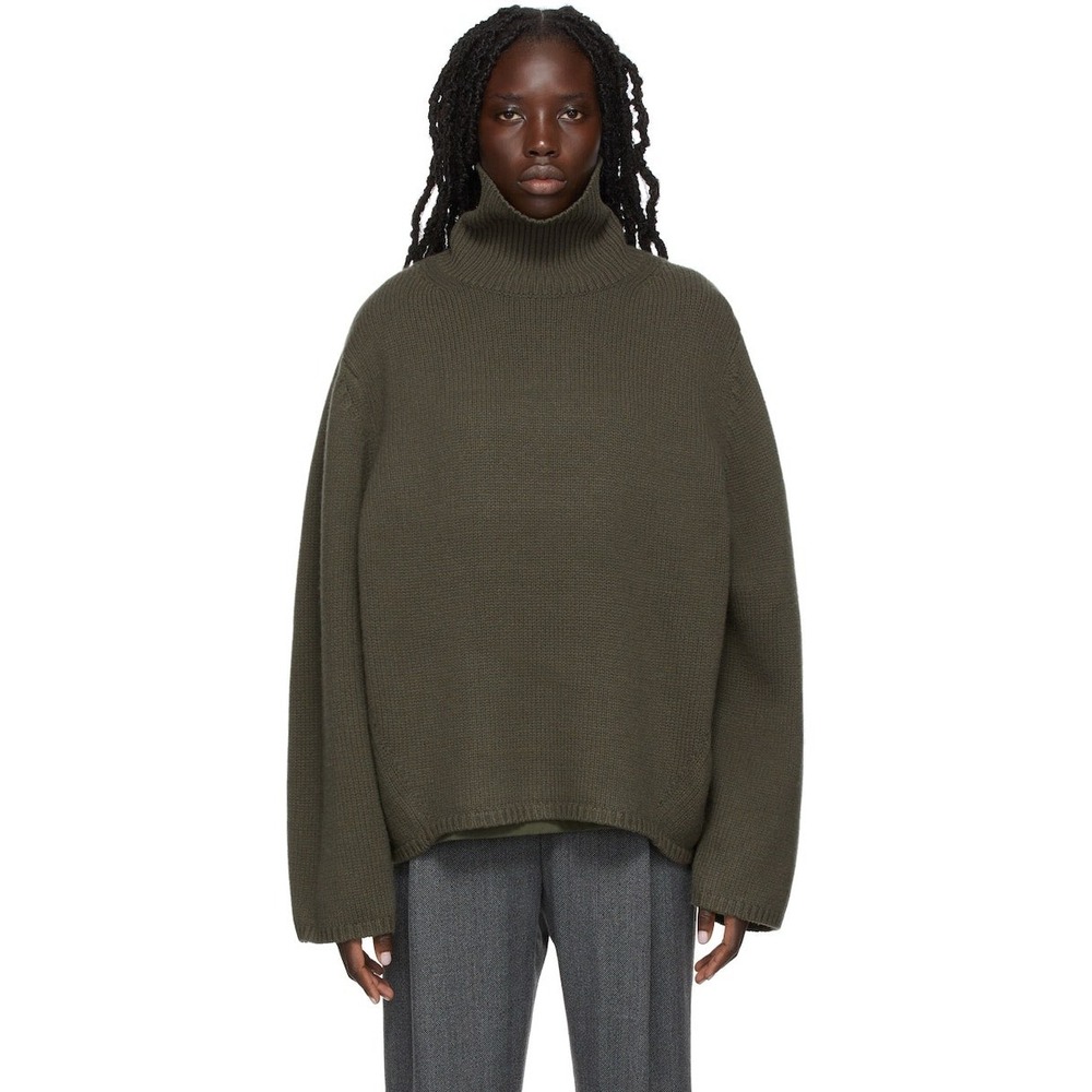 Toteme NWT $650 Wool Cashmere Blend Forest Green Turtleneck Sweater M Luxury - Picture 1 of 11